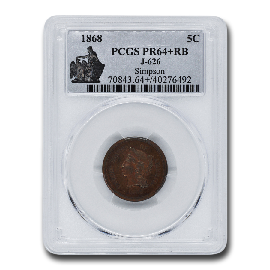 Buy 1868 Five Cent Nickel Pattern PR-64+ PCGS (Red/Brown J-626)