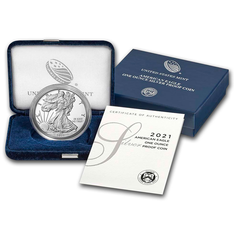 Buy 2021-W 1 oz Proof American Silver Eagle (w/Box & COA)