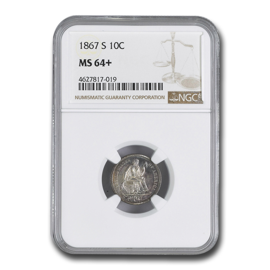 Buy 1867-S Liberty Seated Dime MS-64+ NGC