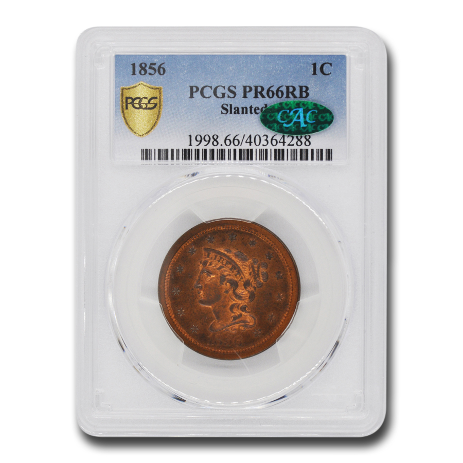 Buy 1856 Large Cent PR-66 PCGS CAC (Slanted 55, Red/Brown)