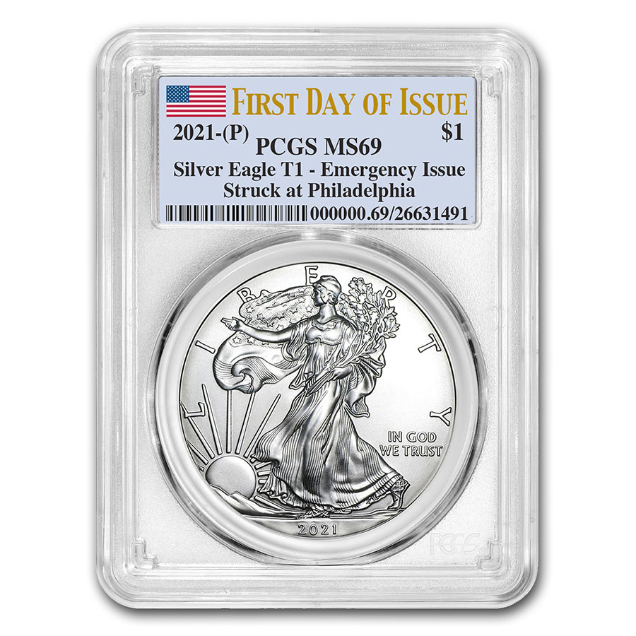 Buy 2021 (P) American Silver Eagle MS-69 PCGS (First Day of Issue)