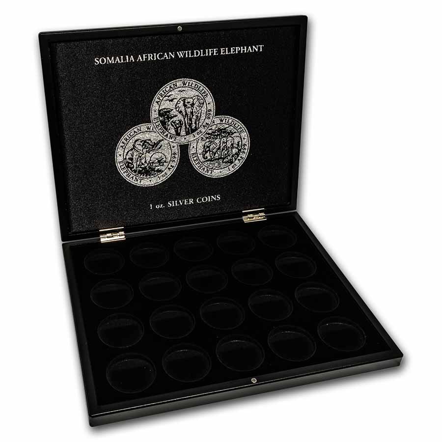 Buy 1 oz Somalia Silver Elephant 20-Piece Black Presentation Box - Click Image to Close