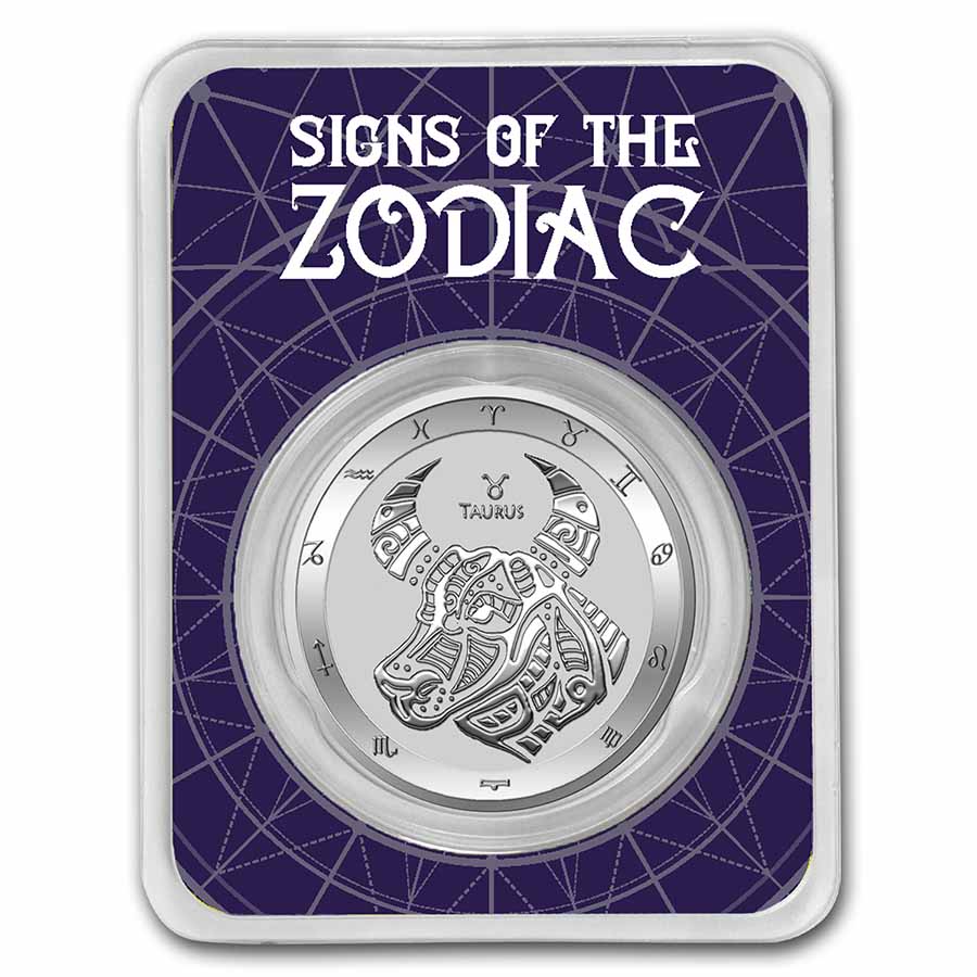 Buy 2021 Tokelau 1 oz Silver $5 Zodiac Series: Taurus BU (TEP) - Click Image to Close