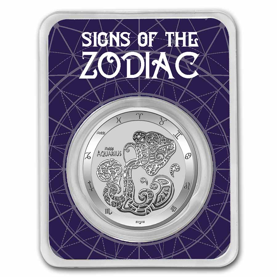 Buy 2021 Tokelau 1 oz Silver $5 Zodiac Series: Aquarius BU (TEP)