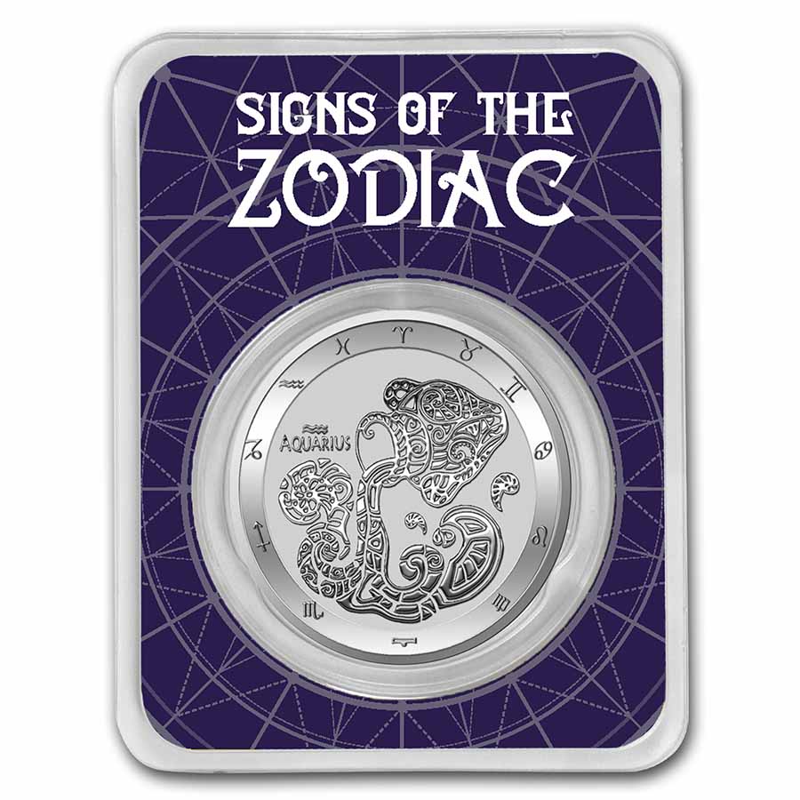 Buy 2021 Tokelau 1 oz Silver $5 Zodiac Series: Aquarius BU (TEP) - Click Image to Close