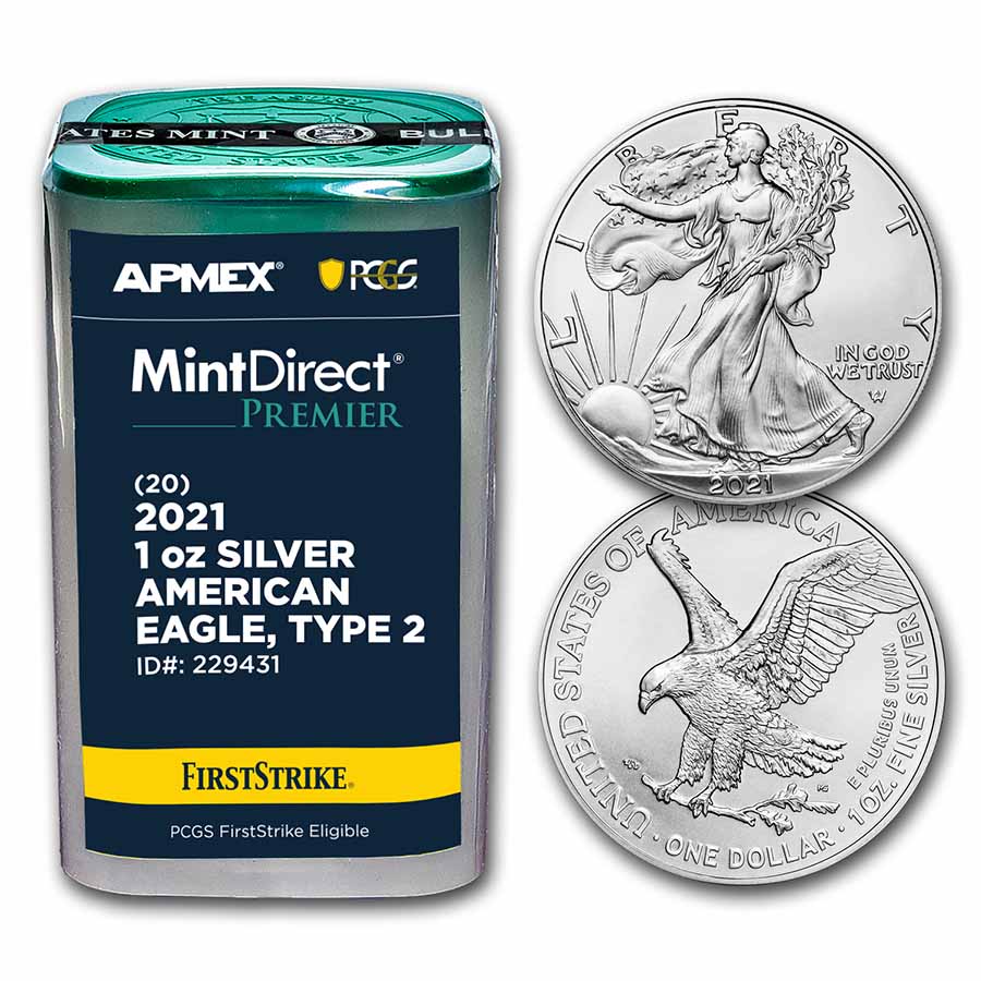 Buy 2021 1 oz Silver Eagles (MD Premier + PCGS FS Tube, Type 2)