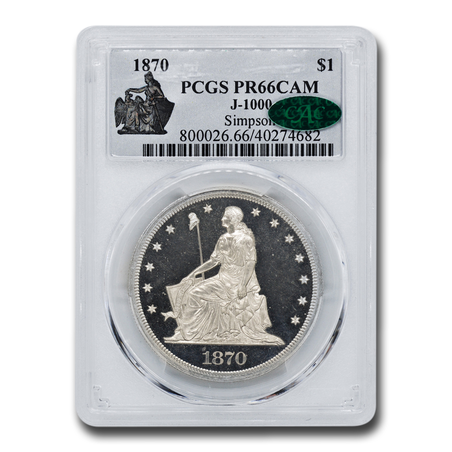 Buy 1870 $1 Pattern Dollar PR-66 Cameo PCGS CAC (J-1000)