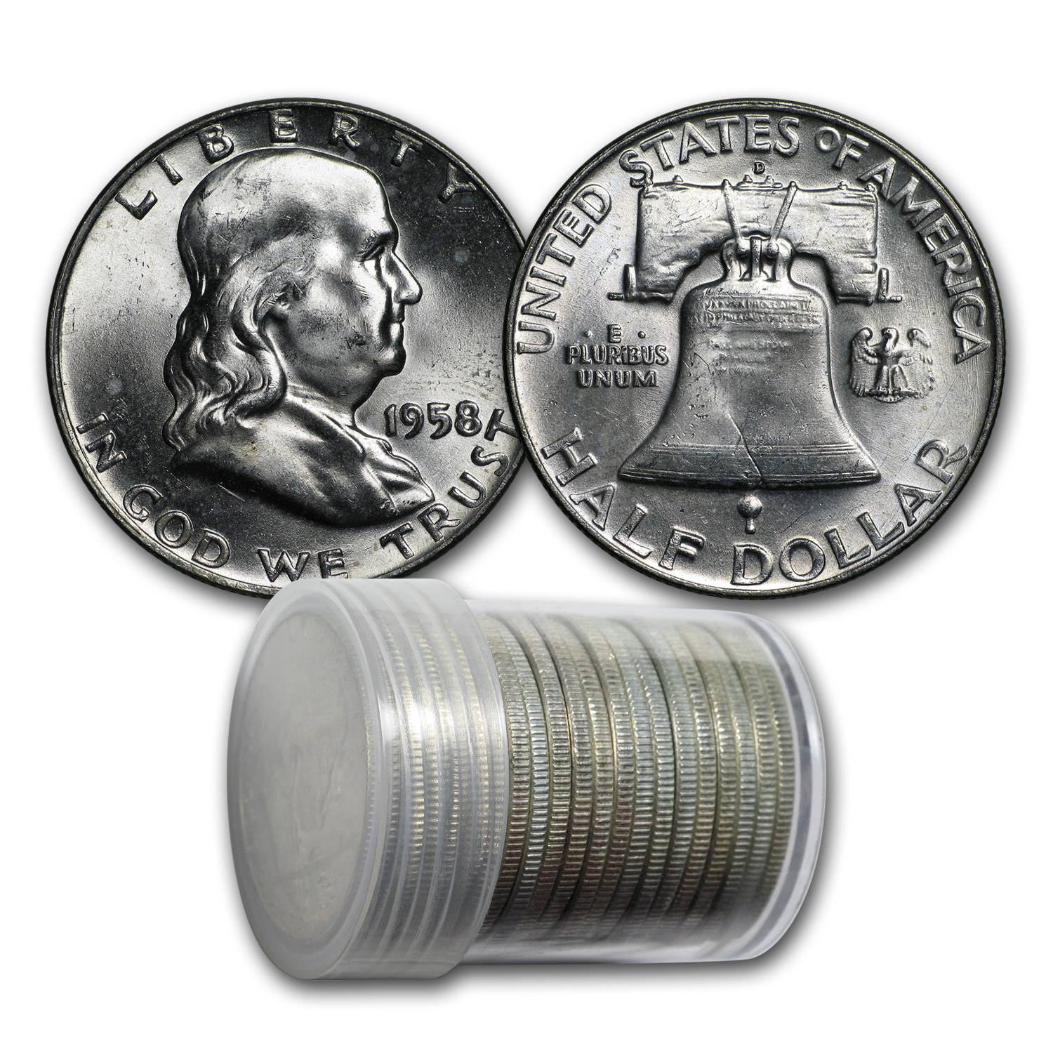 Buy 1958-D Franklin Half Dollar 20-Coin Roll BU