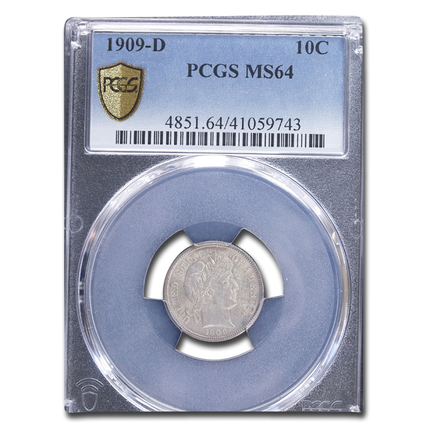 Buy 1909-D Barber Dime MS-64 PCGS