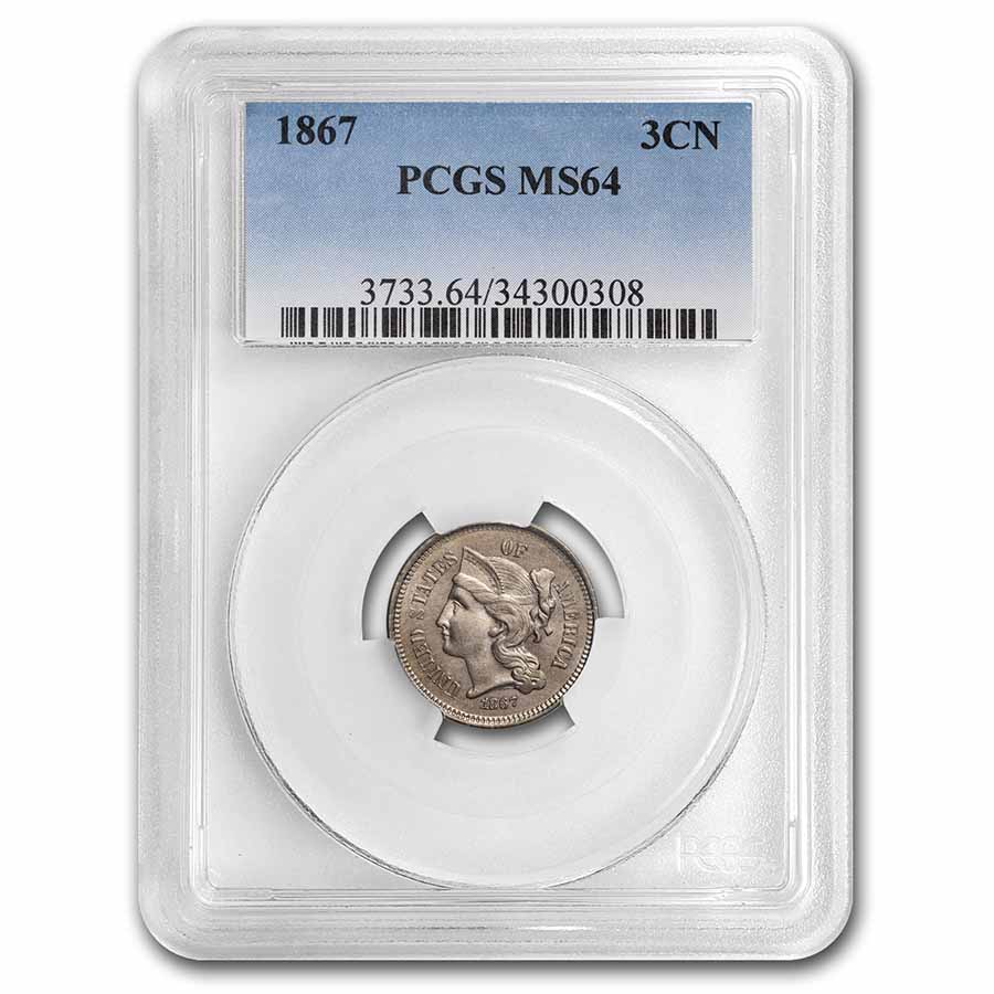 Buy 1867 Three Cent Nickel MS-64 PCGS