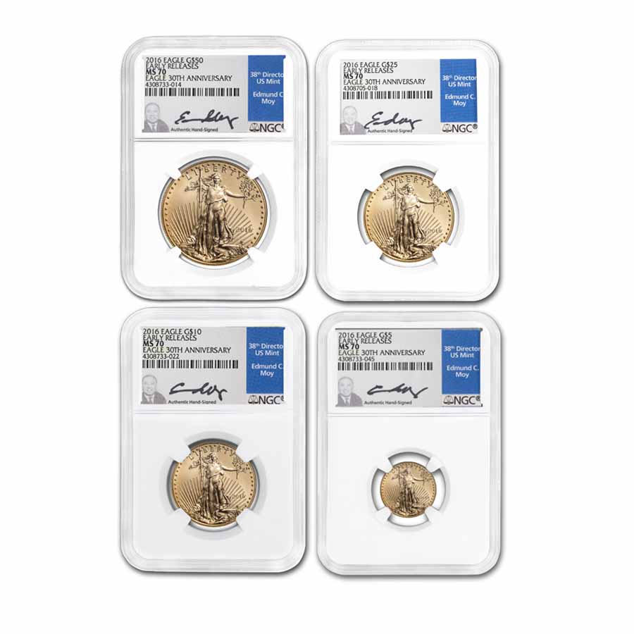 Buy 4-Coin American Gold Eagle Set MS-70 NGC (Random Year)