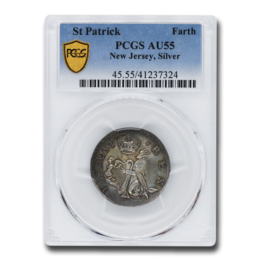 Buy (1670-1675) St. Patrick New Jersey Silver 1 Farthing AU-55 PCGS