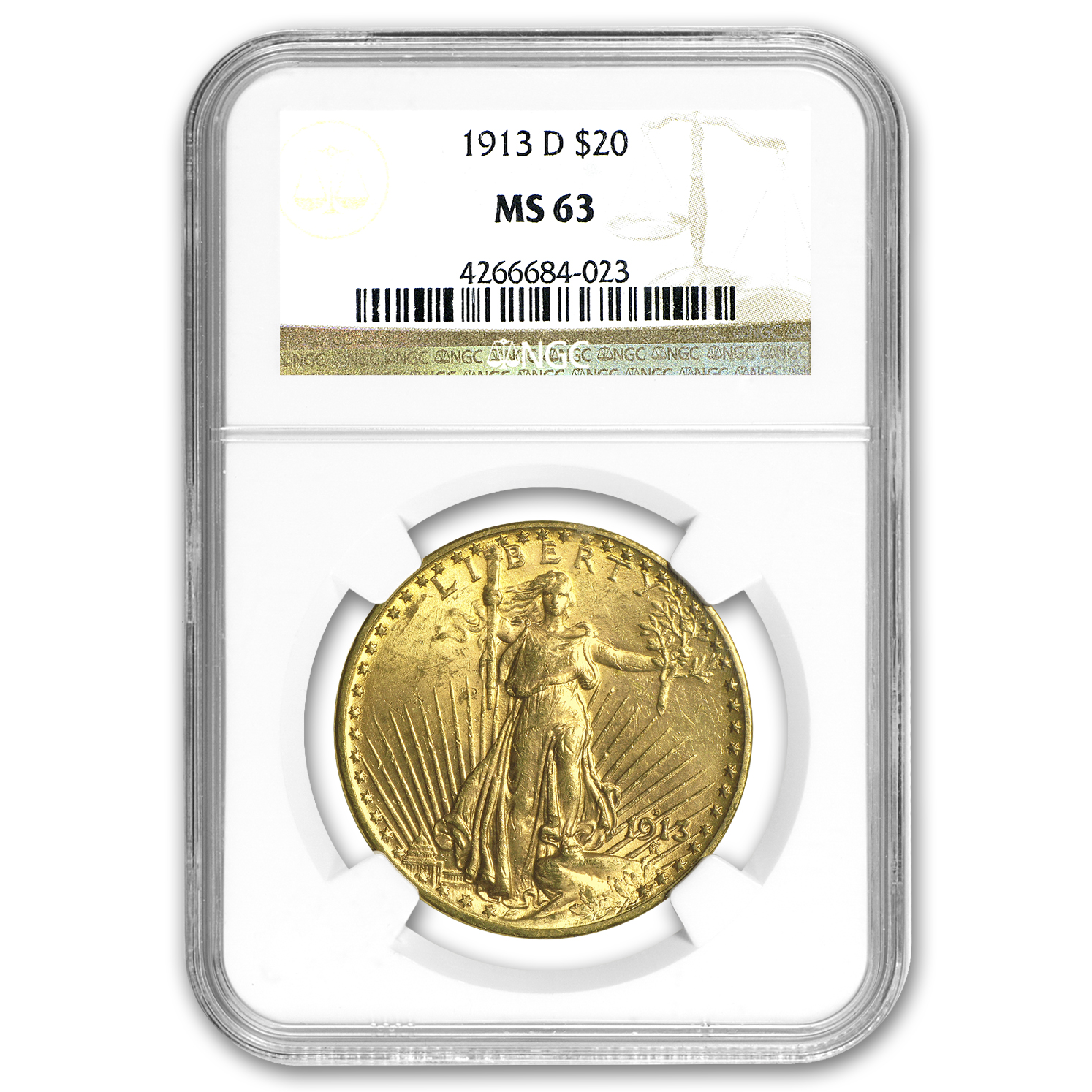 Buy 1913-D $20 Saint-Gaudens Gold Double Eagle MS-63 NGC