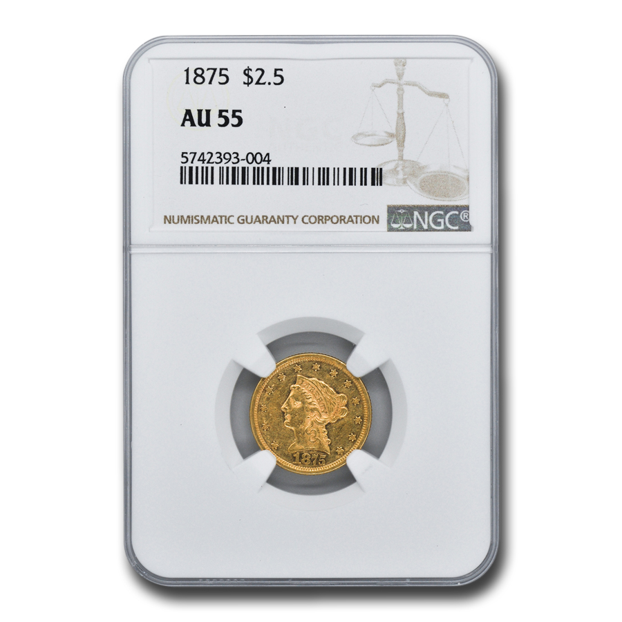 Buy 1875 $2.50 Liberty Gold Quarter Eagle AU-55 NGC
