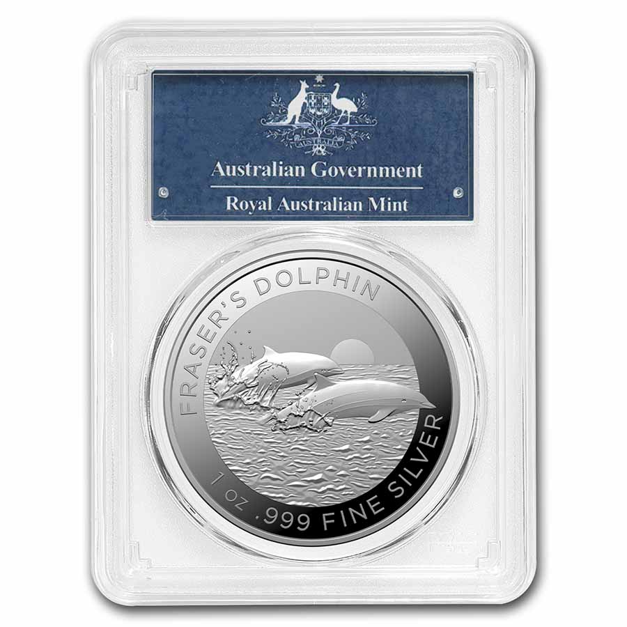 Buy 2021 AUS 1 oz Silver Fraser's Dolphin MS-70 PCGS (First Day) - Click Image to Close