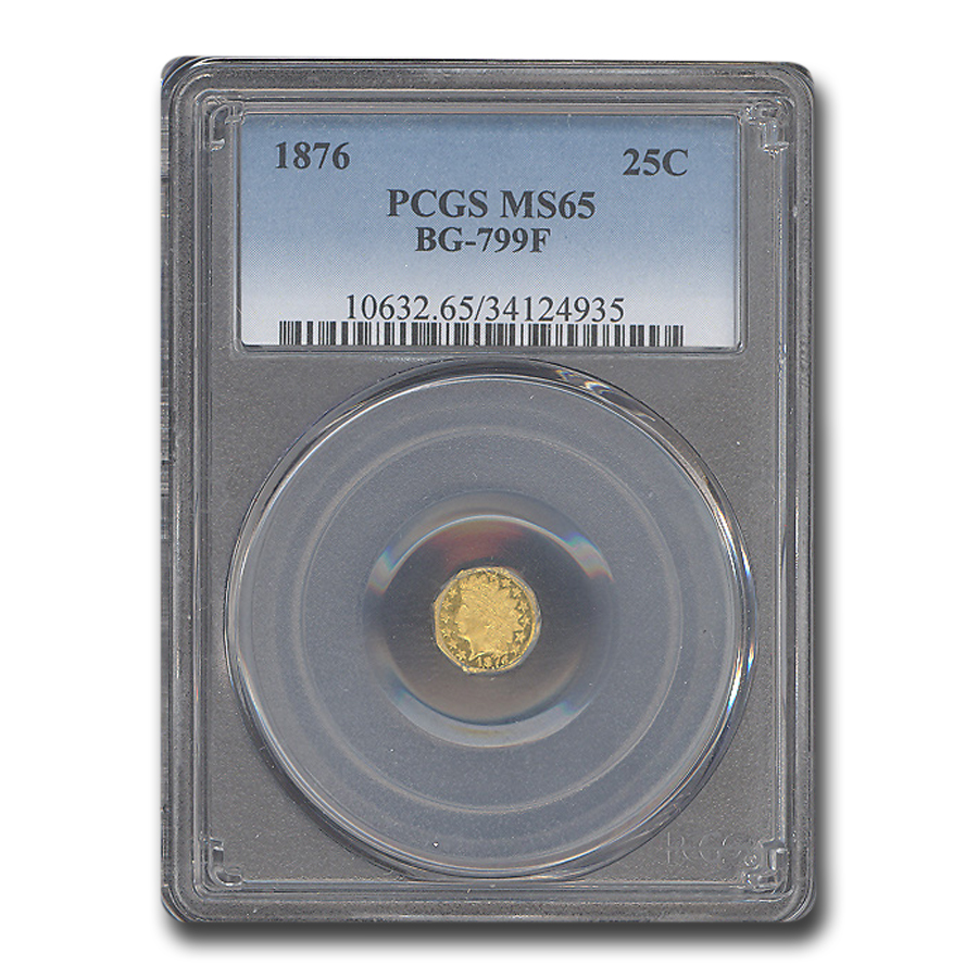 Buy 1876 Indian Round 25 Cent Gold MS-65 PCGS (BG-799F)