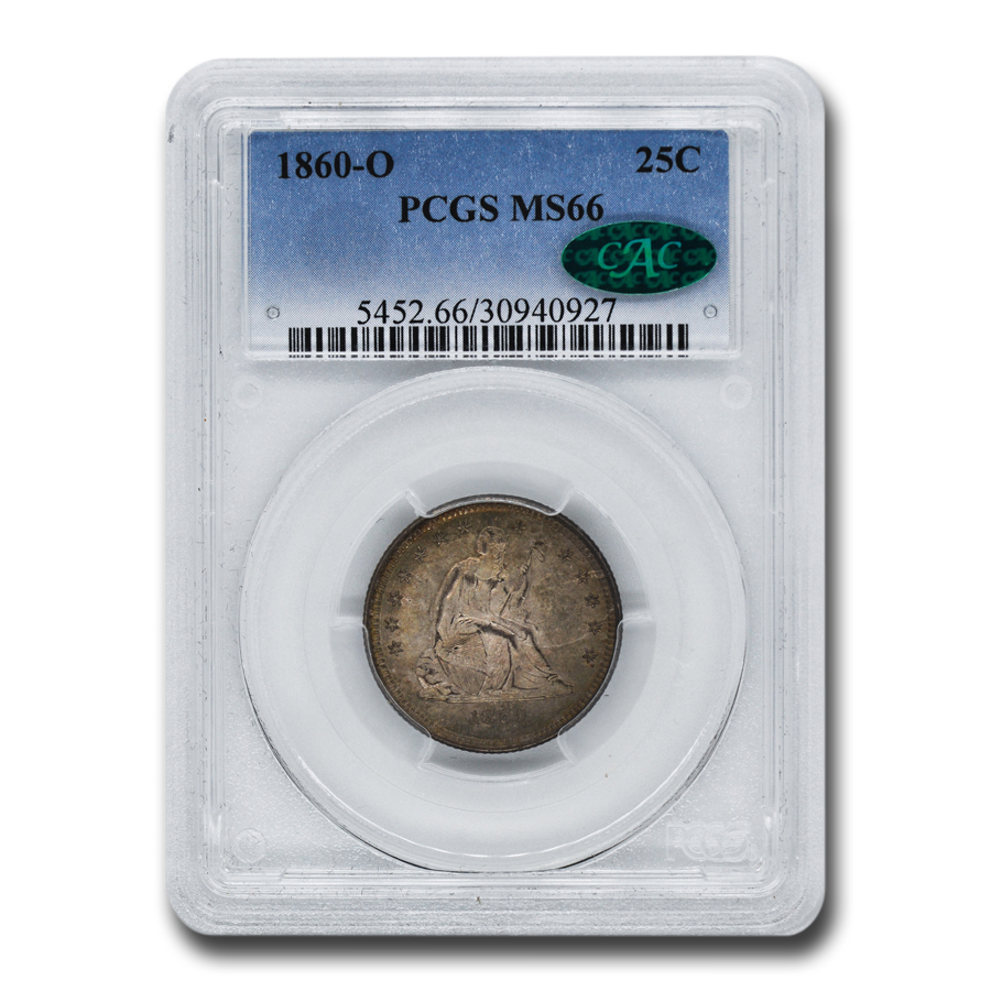 Buy 1860-O Liberty Seated Quarter MS-66 PCGS CAC