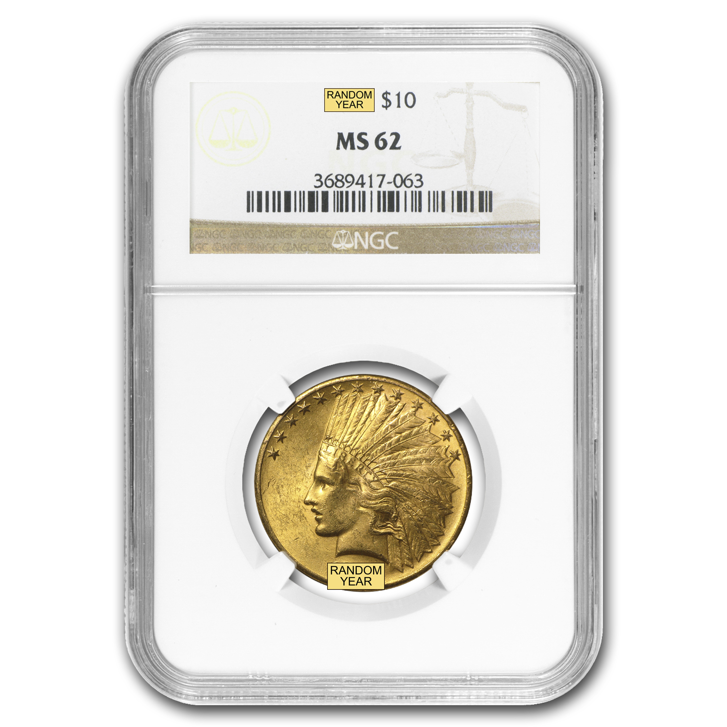 Buy $10 Indian Gold Eagle MS-62 NGC (Random) - Click Image to Close