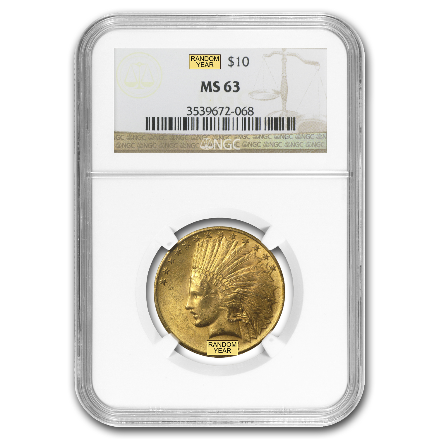 Buy $10 Indian Gold Eagle MS-63 NGC (Random)