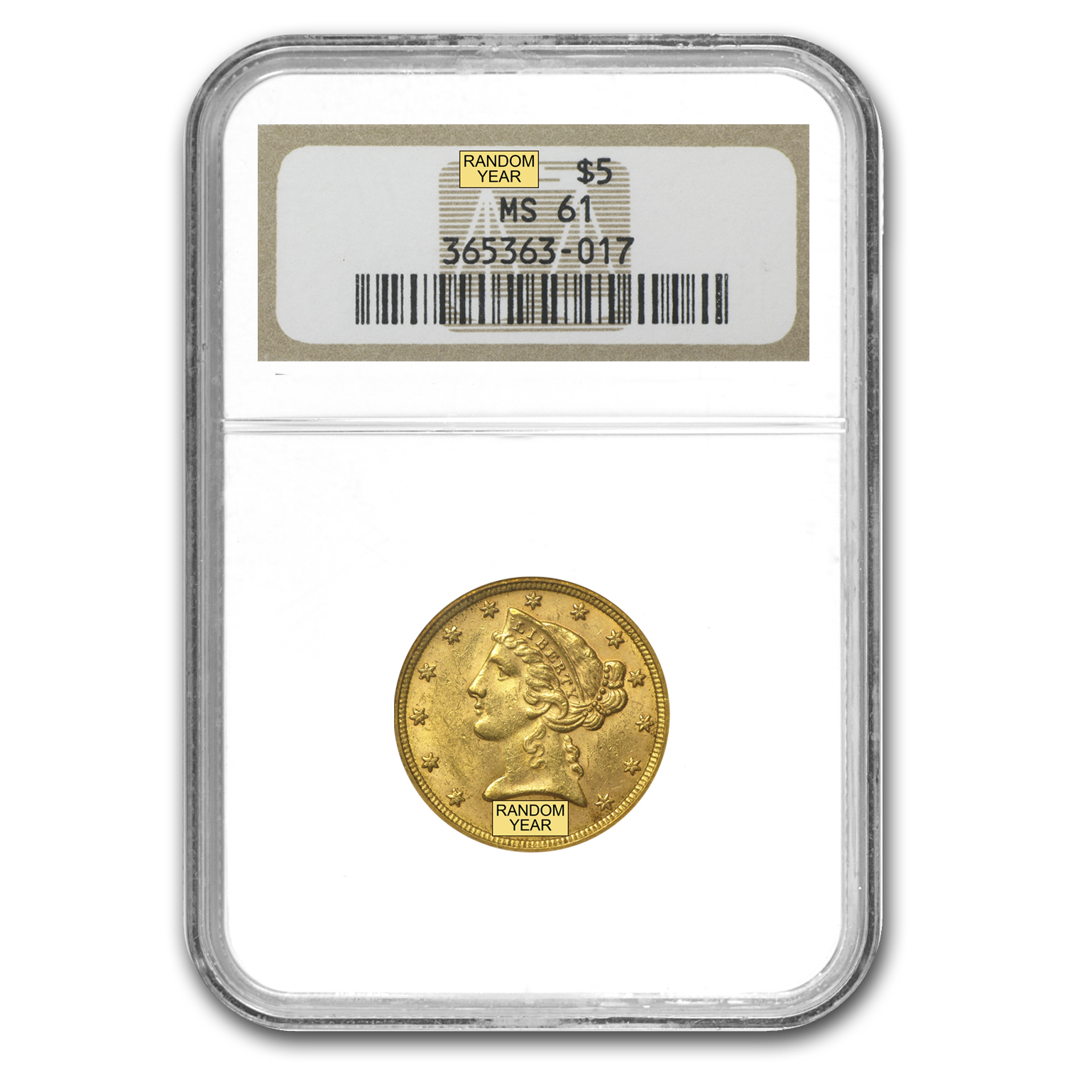 Buy $5 Liberty Gold Half Eagle MS-61 NGC
