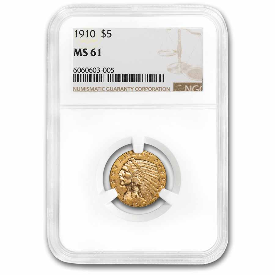 Buy $5 Indian Gold Half Eagle MS-61 NGC