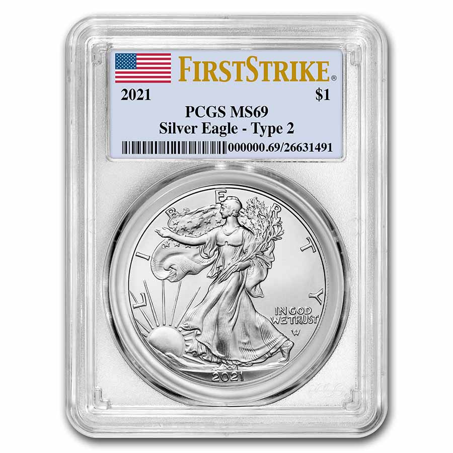 Buy 2021 American Silver Eagle MS-69 PCGS (FirstStrike?, Type 2)