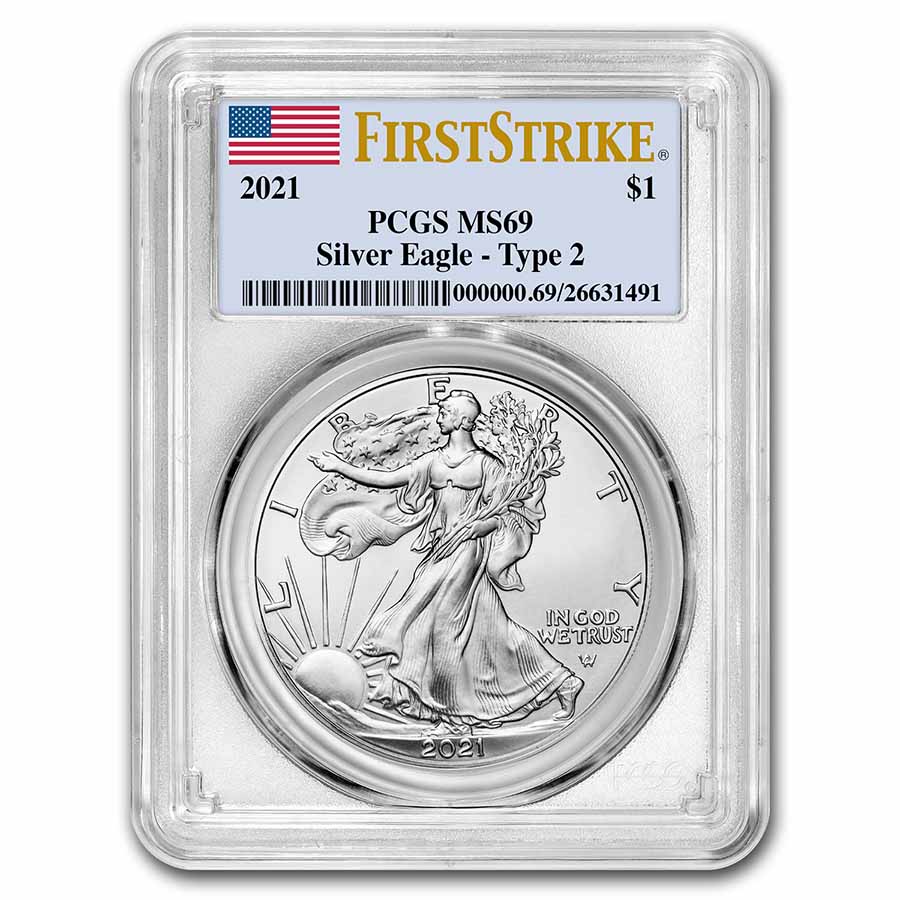 Buy 2021 American Silver Eagle MS-69 PCGS (FirstStrike?, Type 2)