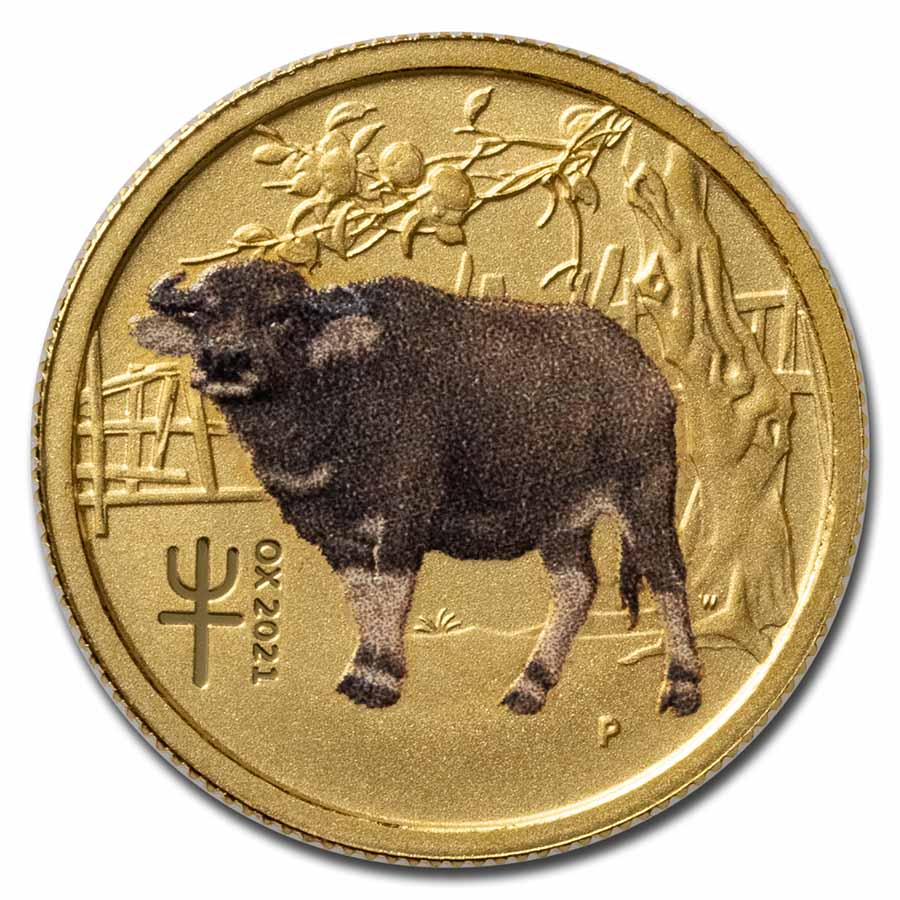 Buy 2021-P AUS 1/20 oz Au Lunar Ox BU Series III Clr