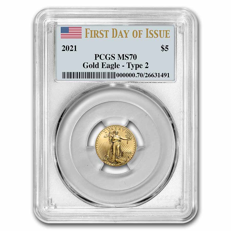 Buy 2021 1/10 oz American Gold Eagle MS-70 PCGS (FDI, Type 2)