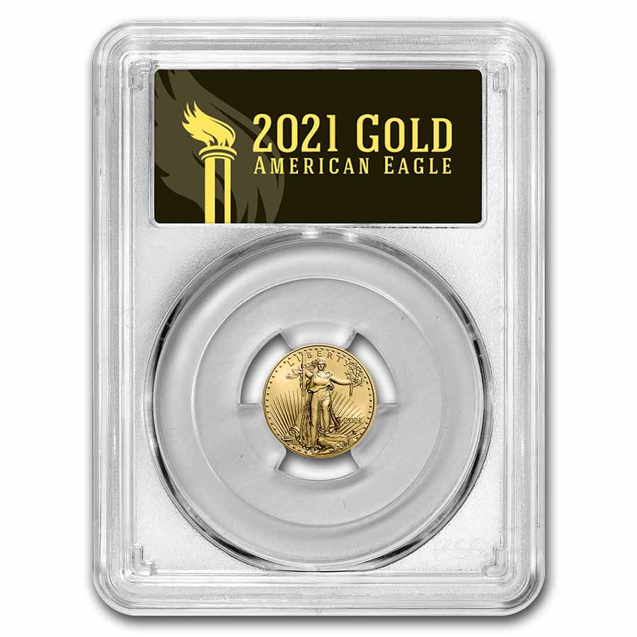 Buy 2021 1/10 oz Amer Gold Eagle MS-70 FDI Blk Type 2