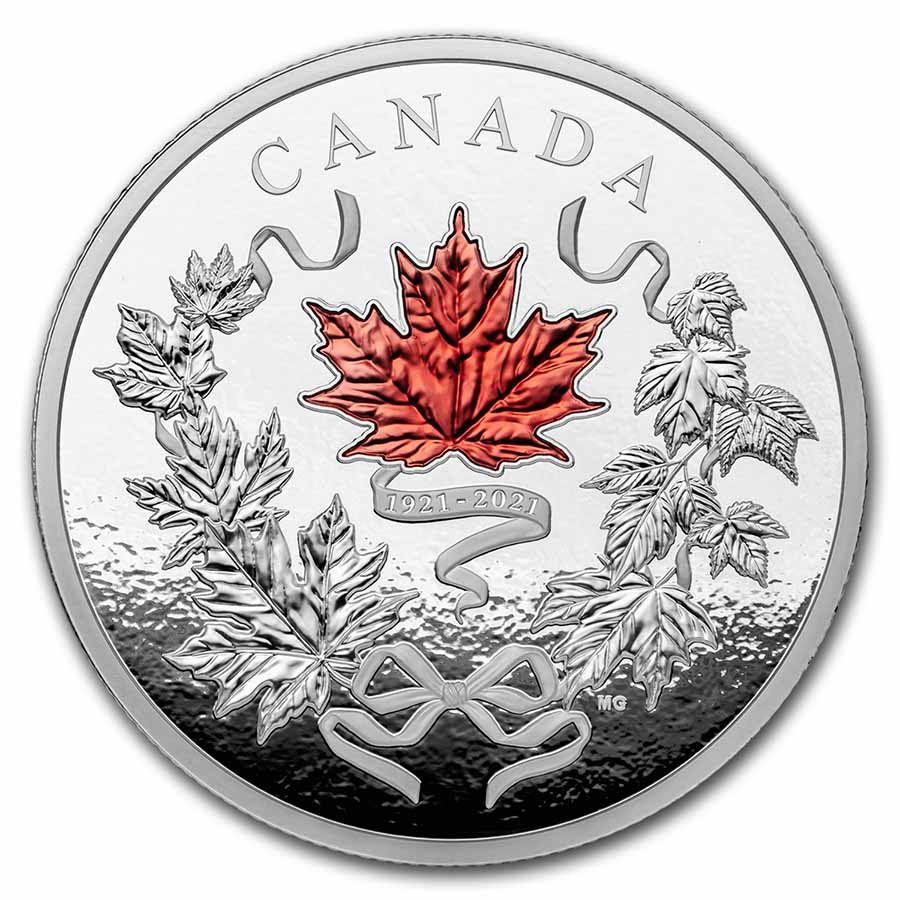 Buy 2021 Canada Silver 10 oz $100 Our National Colors