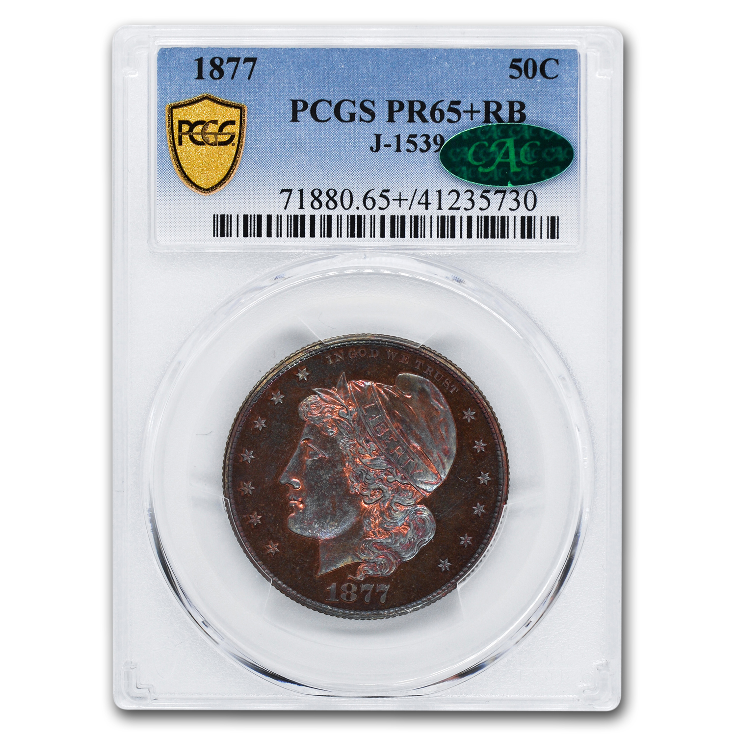 Buy 1877 Half Dollar Pattern PR-65+ PCGS CAC (Red/Brown, J-1539)
