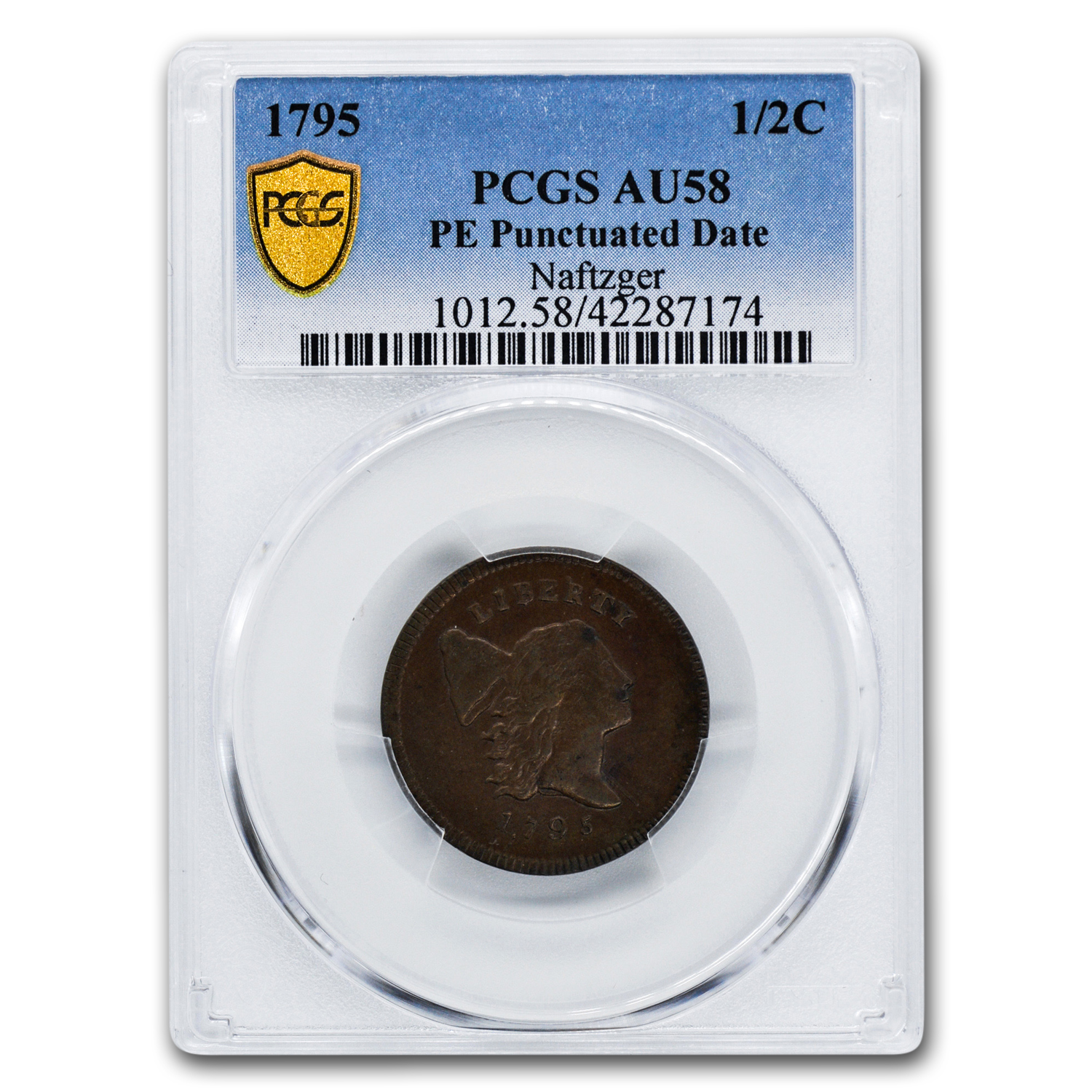 Buy 1795 Liberty Cap Half Cent AU-58 PCGS (C-2a LE Punctuated Date) - Click Image to Close