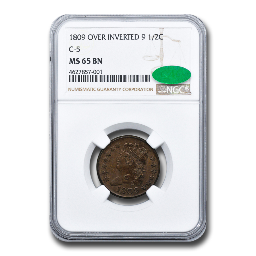 Buy 1809 Over Inverted 9 Half Cent MS-65 NGC CAC (Brown, C-5) - Click Image to Close