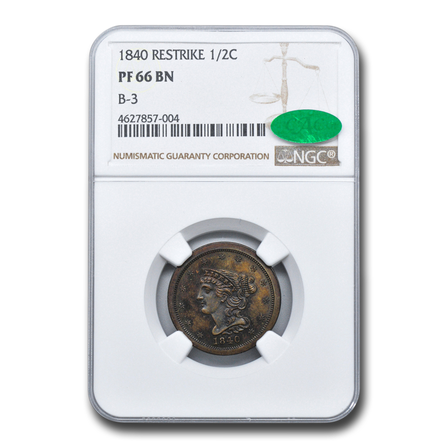 Buy 1840 Half Cent PF-66 NGC CAC (Brown, Restrike, B-3)