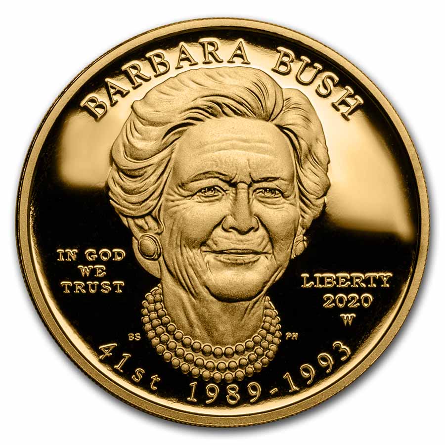 Buy 2020-W 1/2 oz Proof Gold Barbara Bush (w/Box & COA)