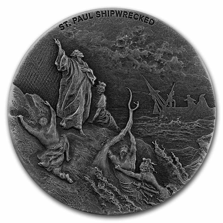 Buy 2021 2 oz Silver Coin Biblical Series (St. Paul Shipwrecked) - Click Image to Close