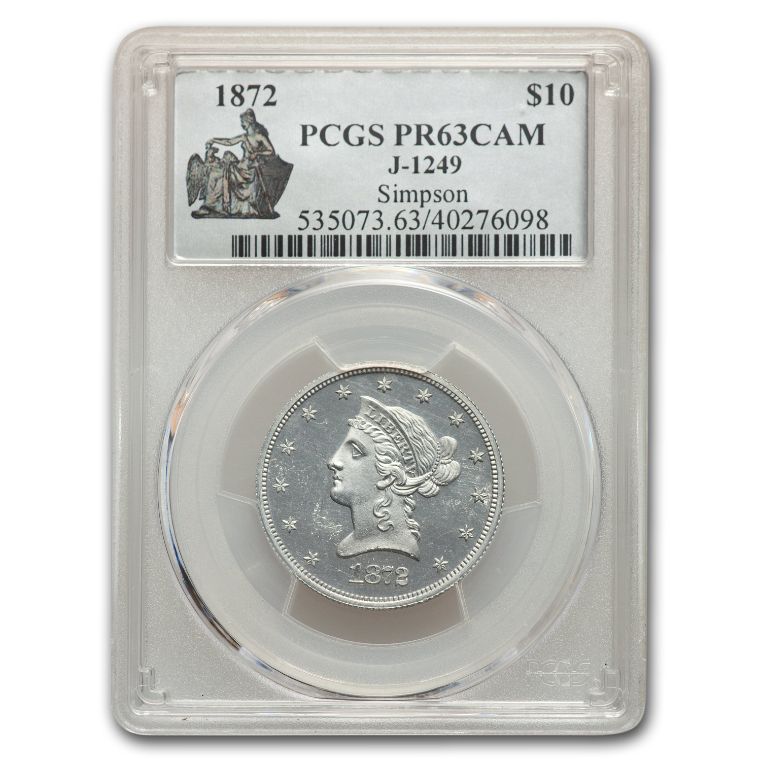 Buy 1872 $10 Pattern PR-63 Cameo PCGS (J-1249)