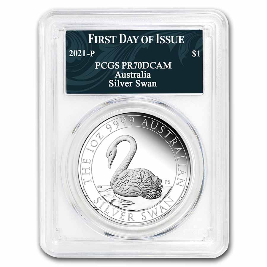 Buy 2021 Australia 1 oz Silver Swan PR-70 PCGS (FDI, Swan Label)