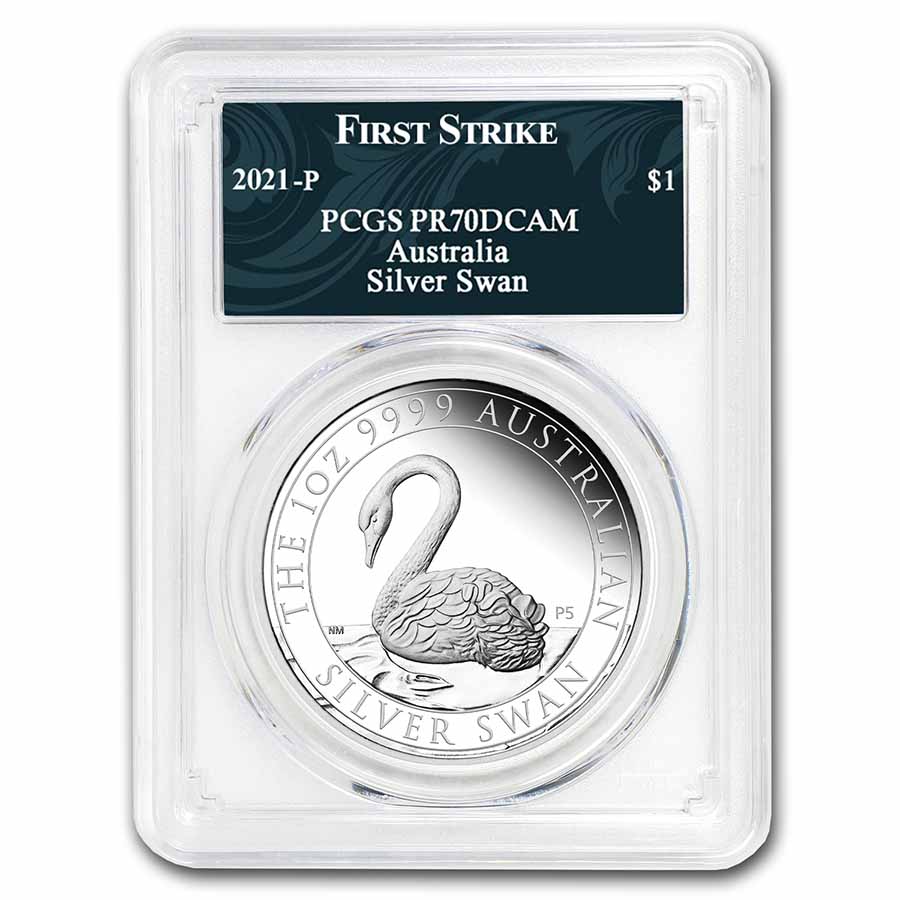 Buy 2021 Australia 1 oz Silver Swan PR-70 PCGS (FS, Swan Label) - Click Image to Close