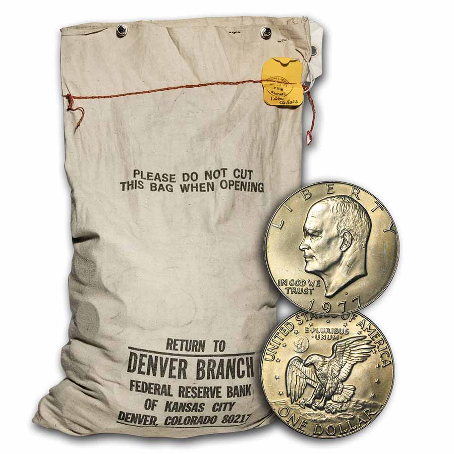 Buy 1977-D Clad Eisenhower Dollar Sealed Mint-Sewn $1,000 Bag BU