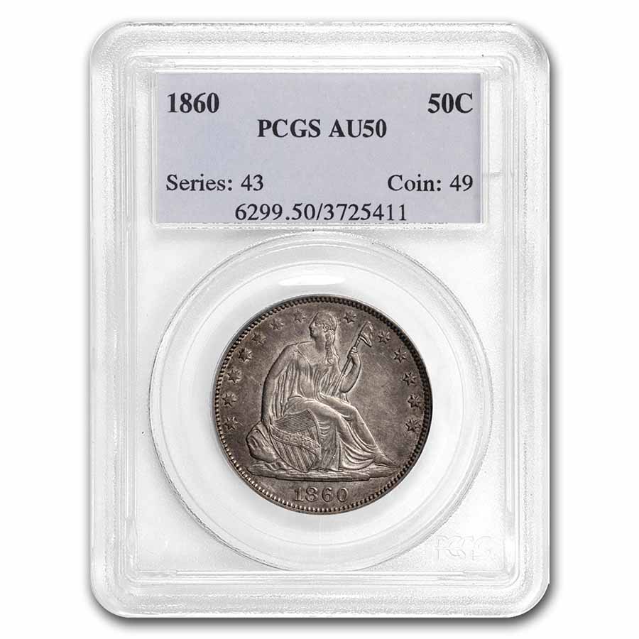 Buy 1860 Liberty Seated Half Dollar AU-50 PCGS