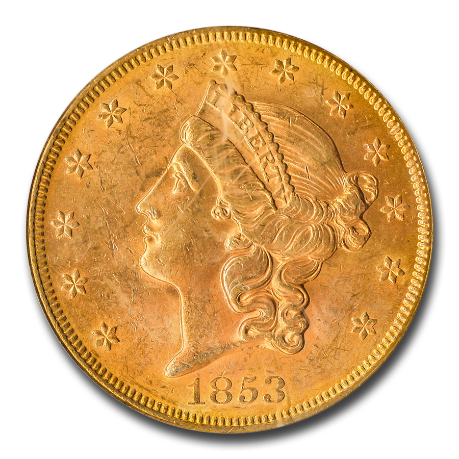 Buy 1853 $20 Liberty Gold Double Eagle MS-62 PCGS