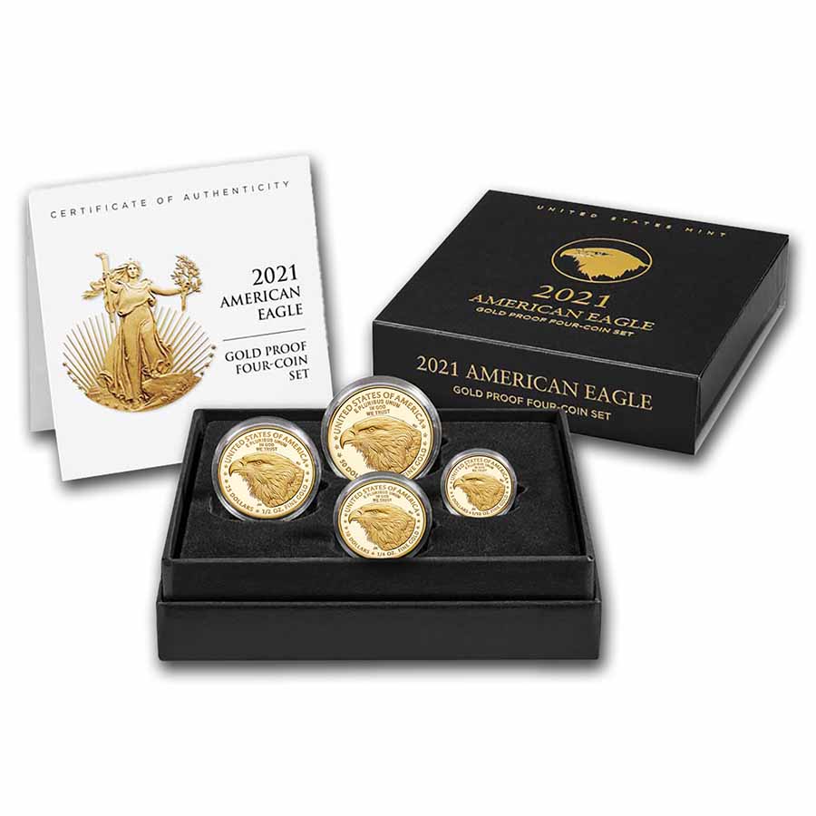 Buy 2021-W 4-Coin Pf Amer Gold Eagle Box COA Type 2