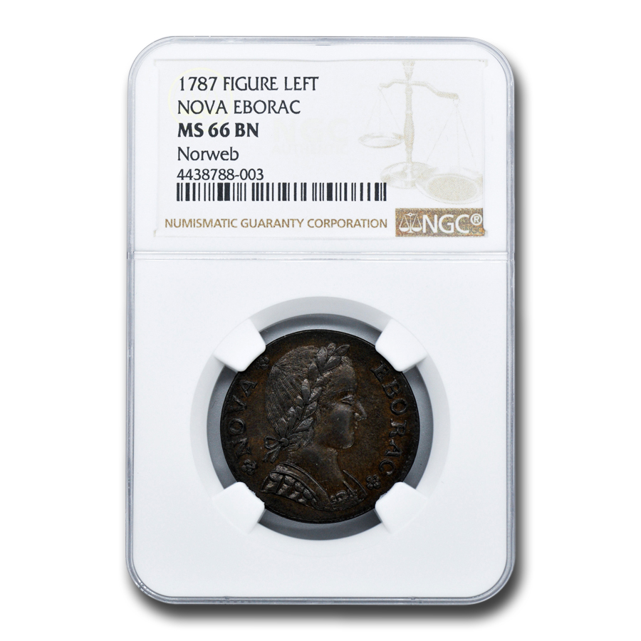 Buy 1787 Nova Eborac Copper MS-66 NGC (Brown, Figure Left)