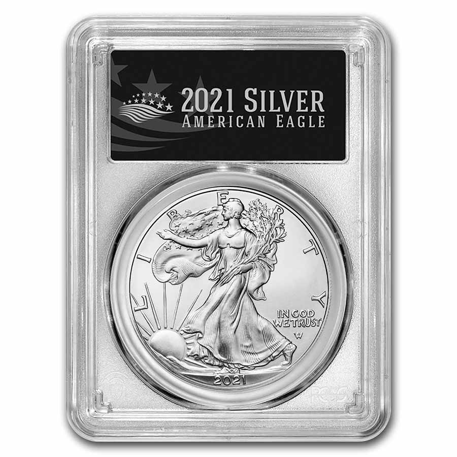 Buy 2021 Silver Eagle MS-70 PCGS T2 FD Black