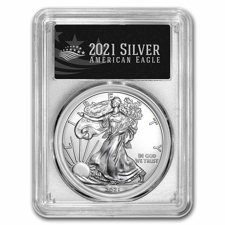 Buy 2021 Silver Eagle MS-70 PCGS T1 Last Day Blk