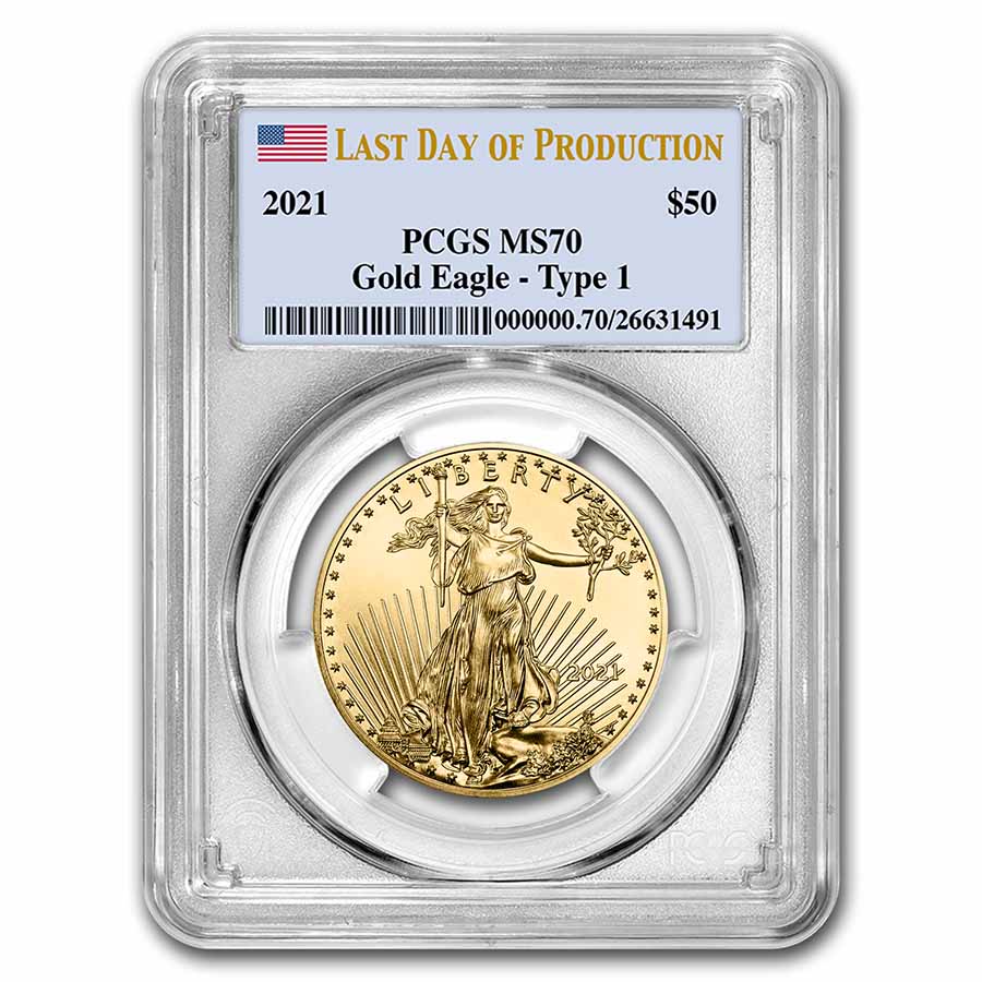 Buy 2021 1 oz Gold Eagle MS-70 PCGS Type 1 Last Day