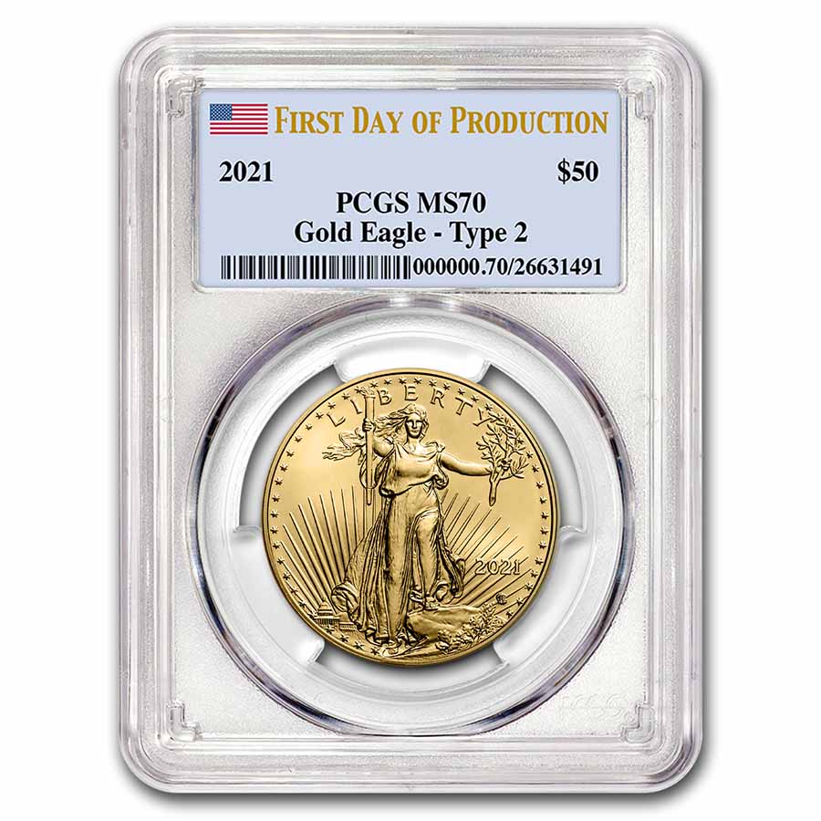 Buy 2021 1 oz Gold Eagle MS-70 PCGS Type 2 First Day