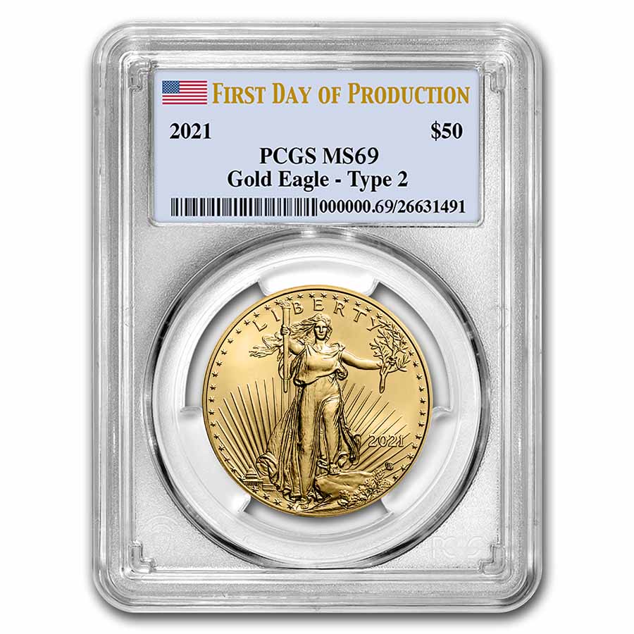 Buy 2021 1 oz Gold Eagle MS-69 PCGS Type 2 First Day